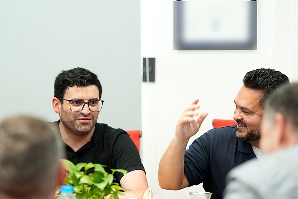 Jeff in conversation at a working session